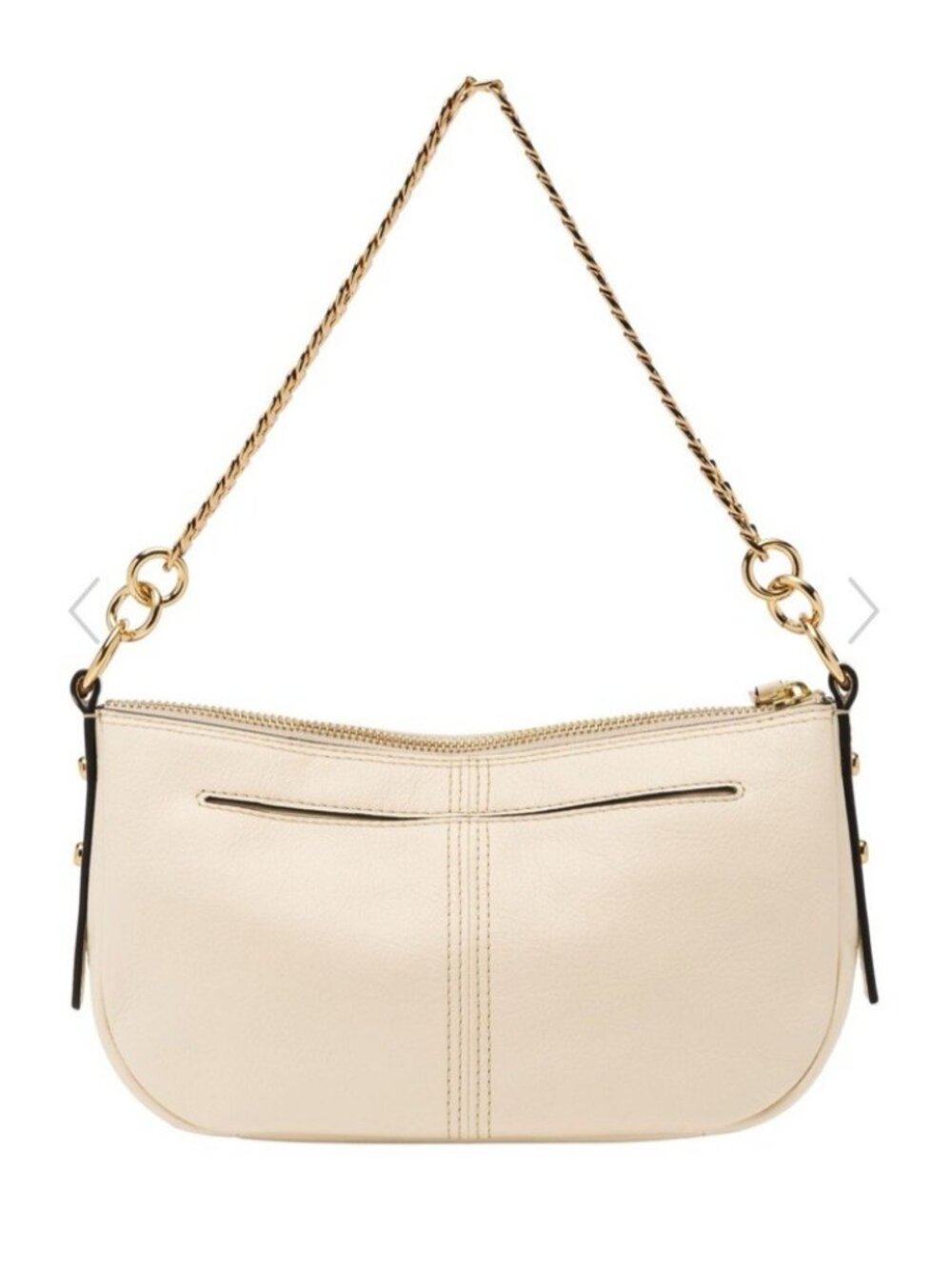Fossil Jolie Leather Small Shoulder Bag with Gold Chain Strap Zip Top